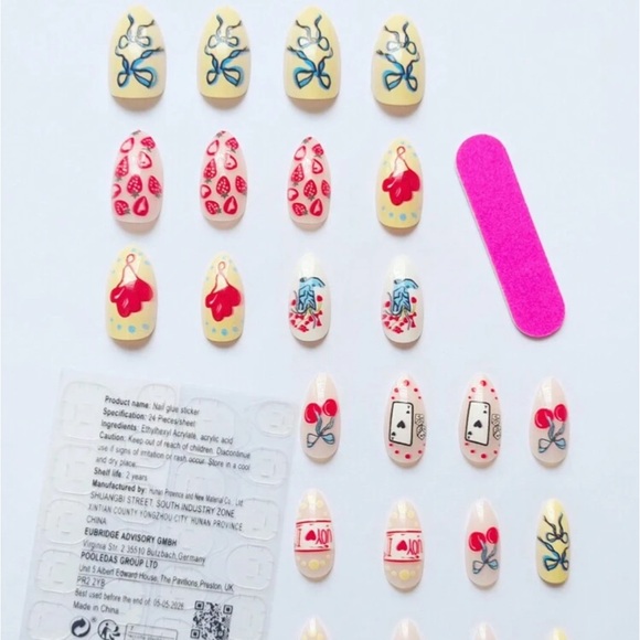 24pcs Summer Fresh Nail Art Design: Almond, Cherry, Strawberry Pattern. - Picture 2 of 4